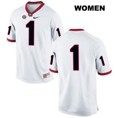 Women's Georgia Bulldogs NCAA #1 Sony Michel Nike Stitched White Authentic No Name College Football Jersey ETF7854SL